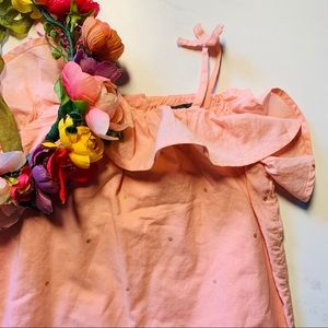 Baby Gap Girls pink Romper w/ Gold Dots Sz 18-24m